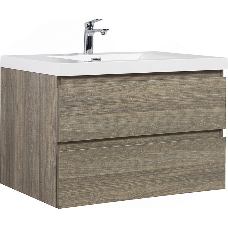 Meuble-lavabo flottant 36 po avec lavabo, meuble-lavabo mural moderne 36 po avec lavabo en résine et tiroirs à fermeture en douceur