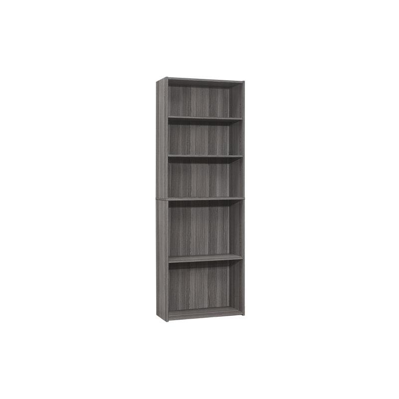 Garbutt Bookshelf, Bookcase, Office, Bedroom, Laminate, Transitional, Gray, (5 Shelves) 72" H x 12" W x 25" D