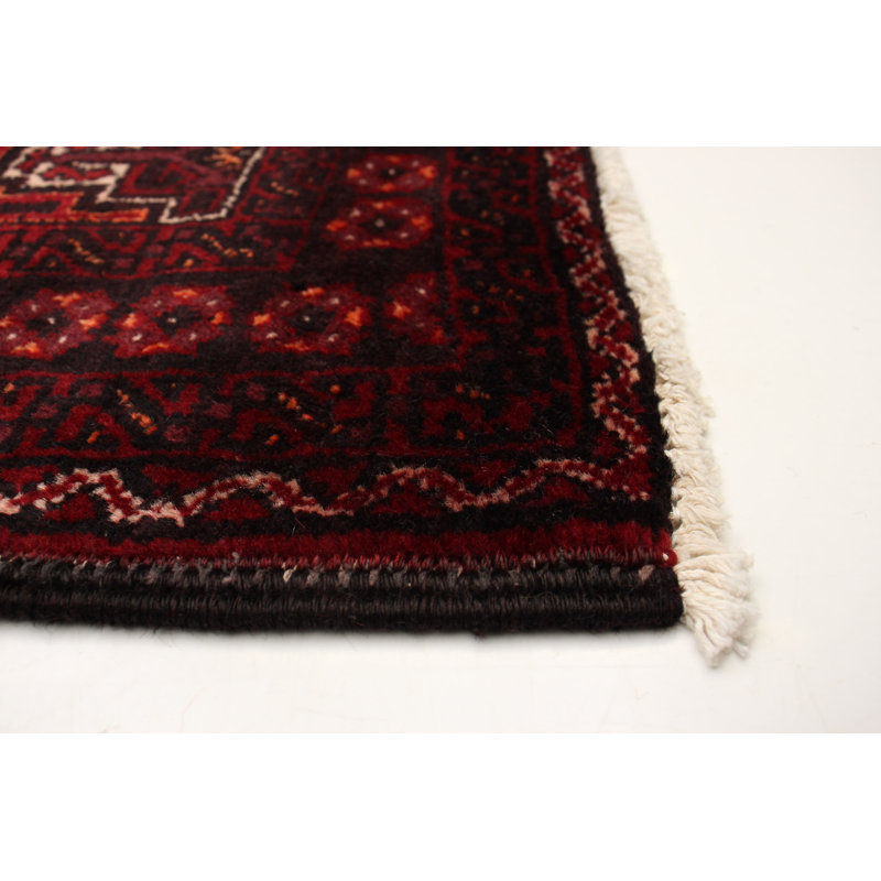 Tapis noir en laine noué à la main de conception unique 3 pi 3 po x 6 pi 4 po New Age Embarcadero