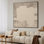 Très grand art mural imprimé sur tissu - Décoration minimaliste beige pour le salon ou la chambre à coucher - «Assemblage requis du cadre (cadre non fini)»
