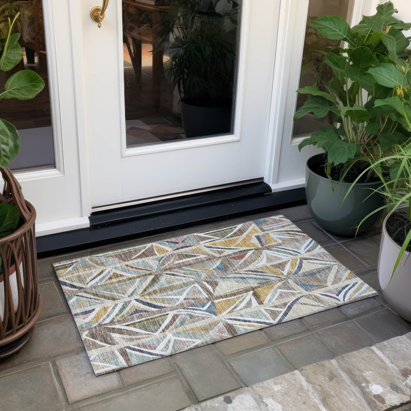 Machine Washable Indoor/Outdoor Layton ACN2253 Geometric Rug, Rectangle 1'8" x 2'6"