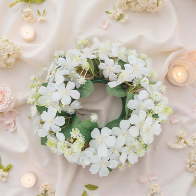 4Pcs Candle Rings Wreaths, Artificial Wildflower With Green Leaves Candle Rings Candleholders Garland For Pillar Centerpiece Party Wedding Table Decor, 3.54 Inch Center Diameter, Christmas Decorations