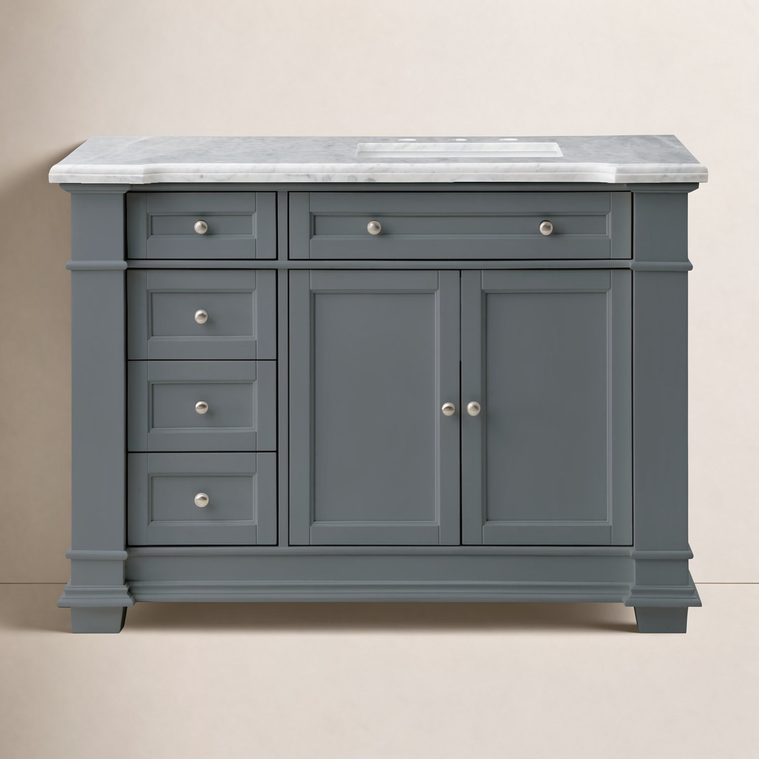 Rea 48" Carrara Marble Single Bathroom Vanity, Gray