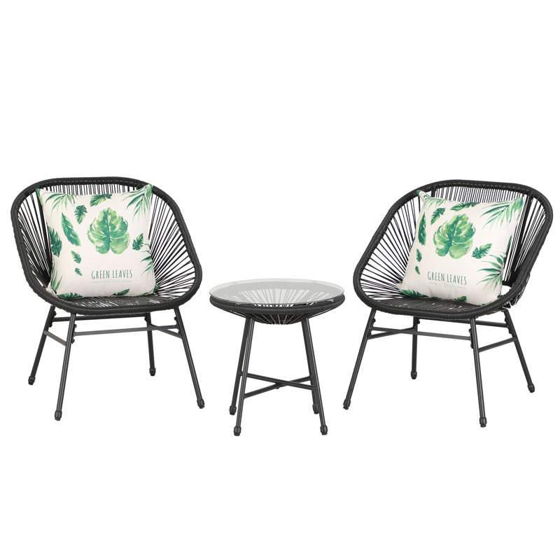 Ava-Sophia 2 - Person Wicker Patio Dining Set with Round Table