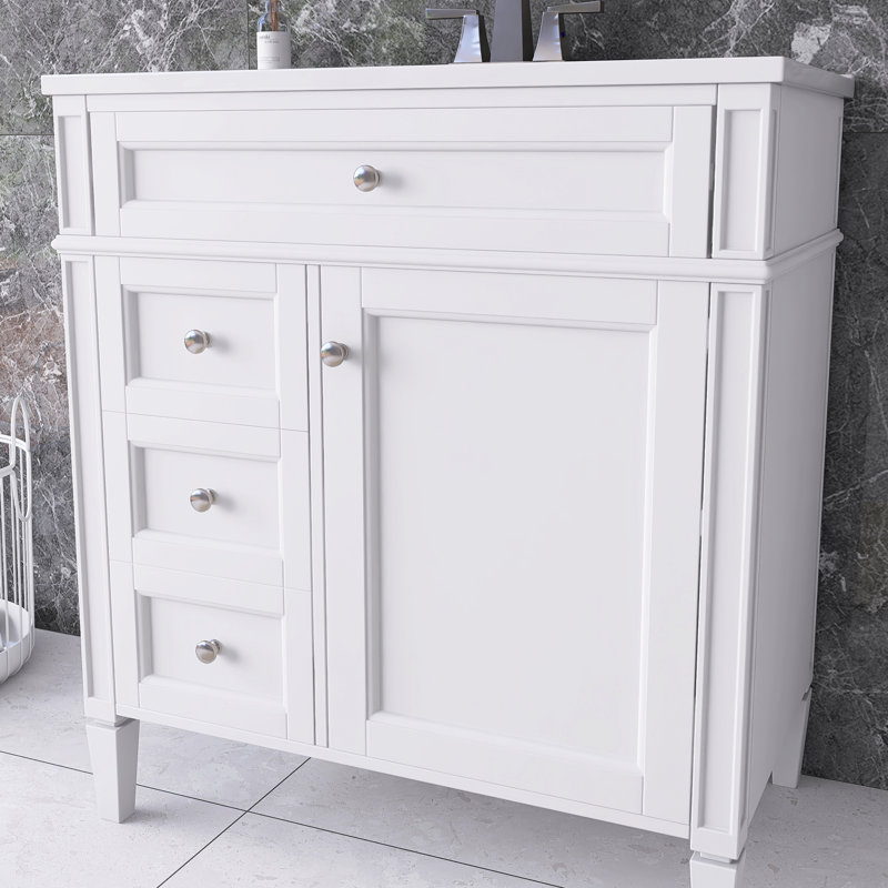 30'' Single Bathroom Vanity with Ceramic Top, White