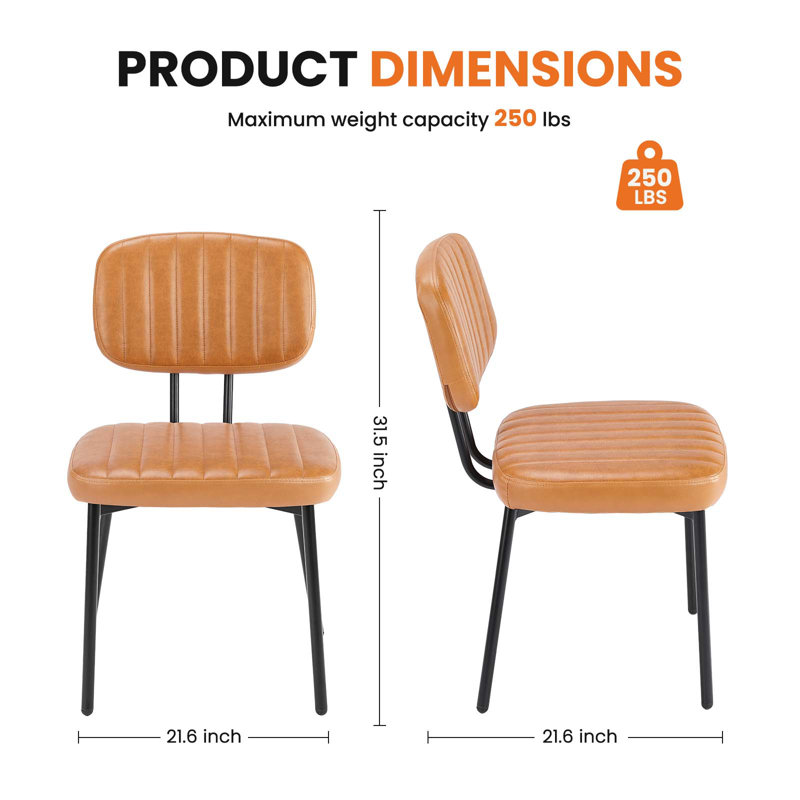 PU Leather Upholstered Side Dining Chairs Set with Backrest (Set of 4), Brown