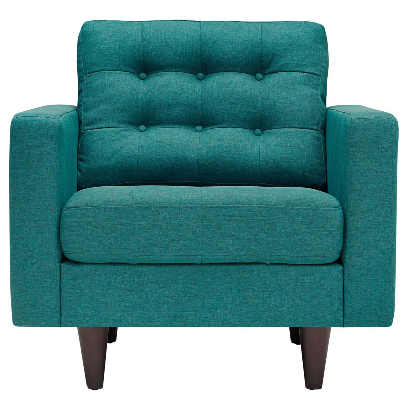Upholstered Armchair, Teal Plainweave