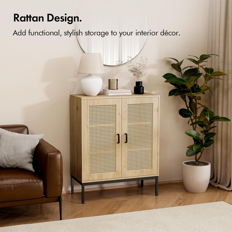  2 Door Tall Rattan Sideboard