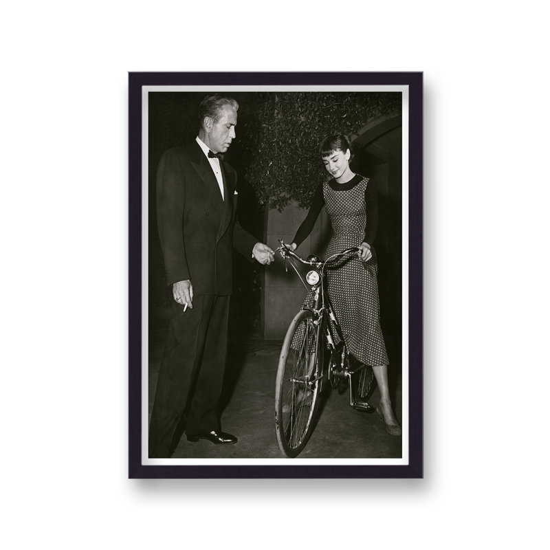Audrey Hepburn Humphrey Bogart On Set Sabrina - Single Picture Frame Print