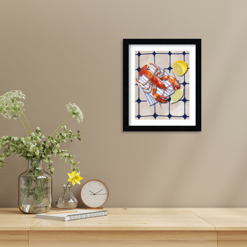 Reproduction d'art encadrée «Lobster» par Elena Dorosh, Noir Svelte, H 13 po x l 11 po