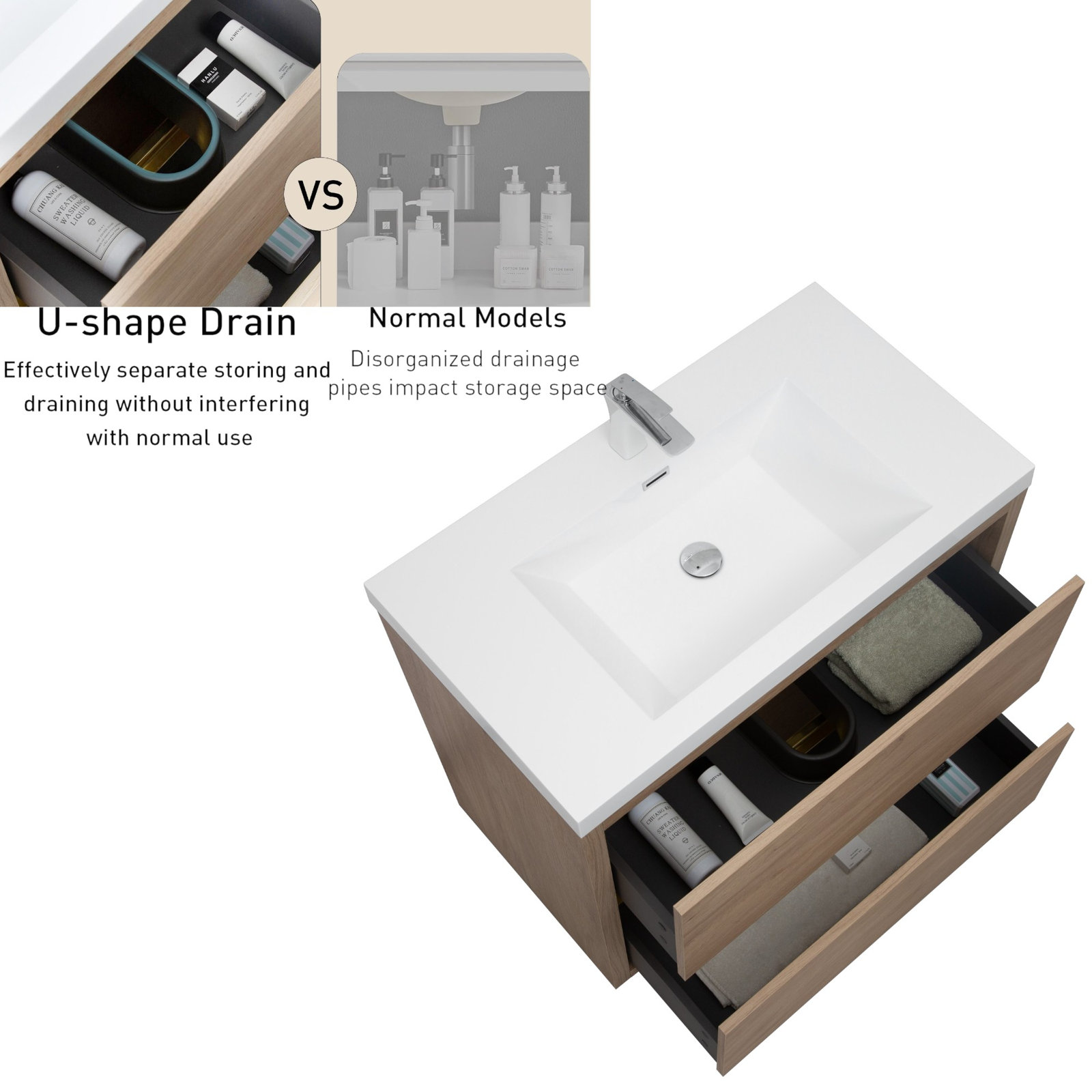 Beira 36" Single Bathroom Vanity, Oak