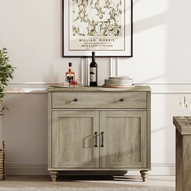 Commode pour bébé Corretta avec portes en bois, commode pour enfant avec grand tiroir, armoire en bois de style moderne du milieu du siècle, petite commode pour salon, chambre d'enfant, couloir, gris délavé