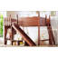 Lit mezzanine double avec tablettes de rangement et garde-robe, conception en bois massif avec glissière amovible et échelles, aucun sommier nécessaire-1562938183