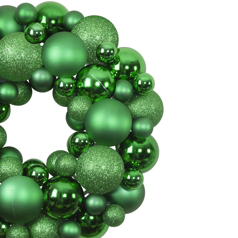 Red Shatterproof Ball Christmas Wreath with 3 Finishes