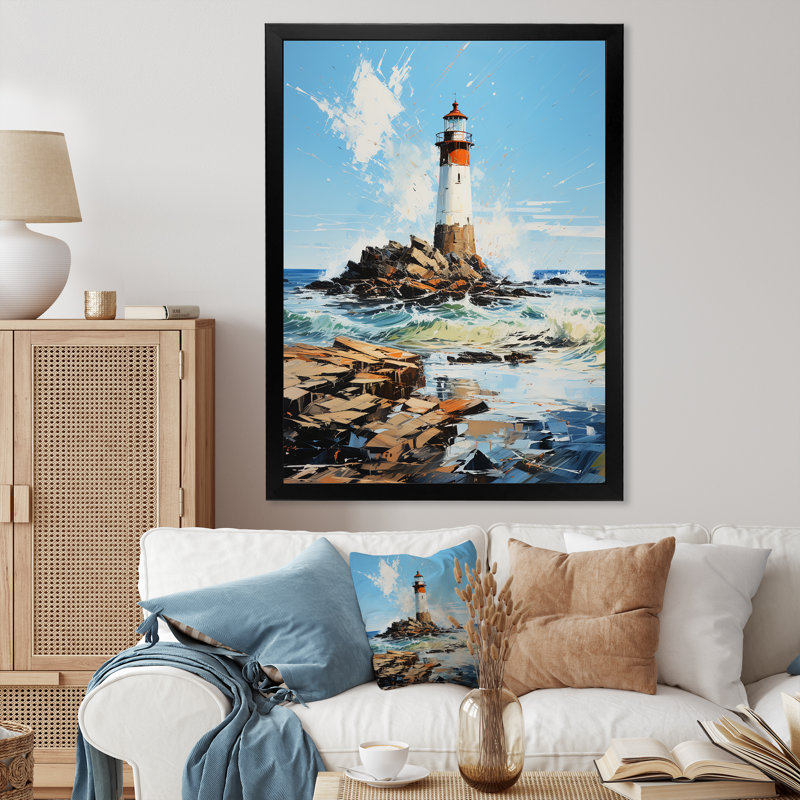 «Bassilly Lighthouses Coastal Solitude I», reproduction sur toile, H 20 po x l 12 po x P 1 po, Cadre photo noir
