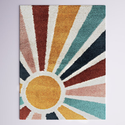Maust Sunshine Rainbow Shag Rug