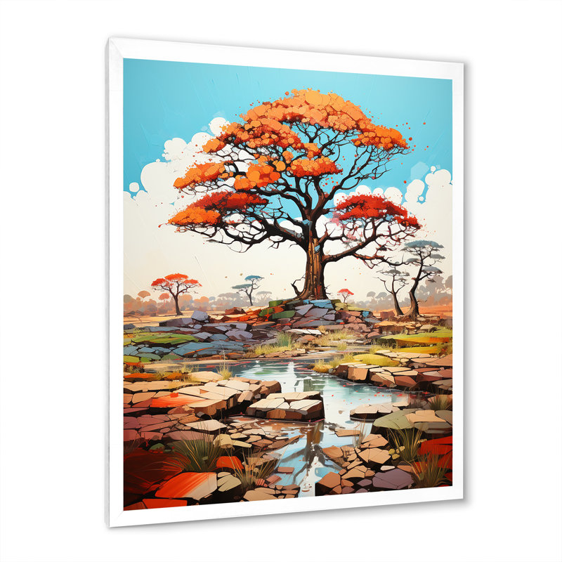 " Graffiti Style Baobab Tree I ", White Picture Framed, 20" H x 12" W