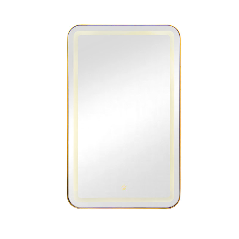 Golden Wall - Mounted Rectangle Medicine Cabinet With Storage, Lighting, 2 Removable Tempered Glass Shelves, 3 Color Options, Magnetic Closure Modern Mirror Lights, Led, Door
