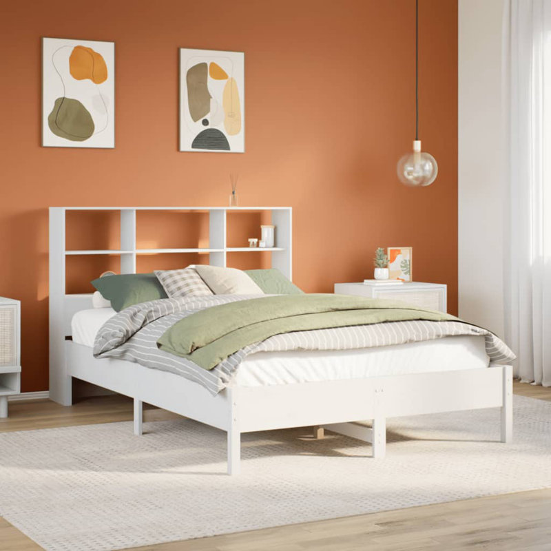 Ardoin Solid Wood Bed, 110cm H x 228.5cm W x 186cm D, White