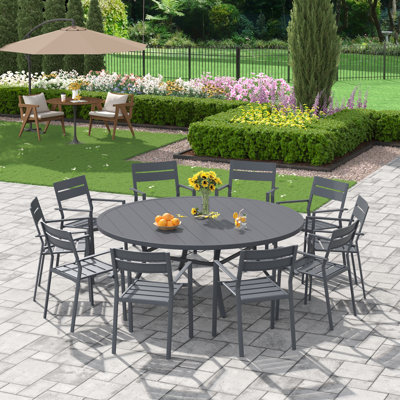 10-Person Outdoor Patio Dining Set With Stacking Armchair