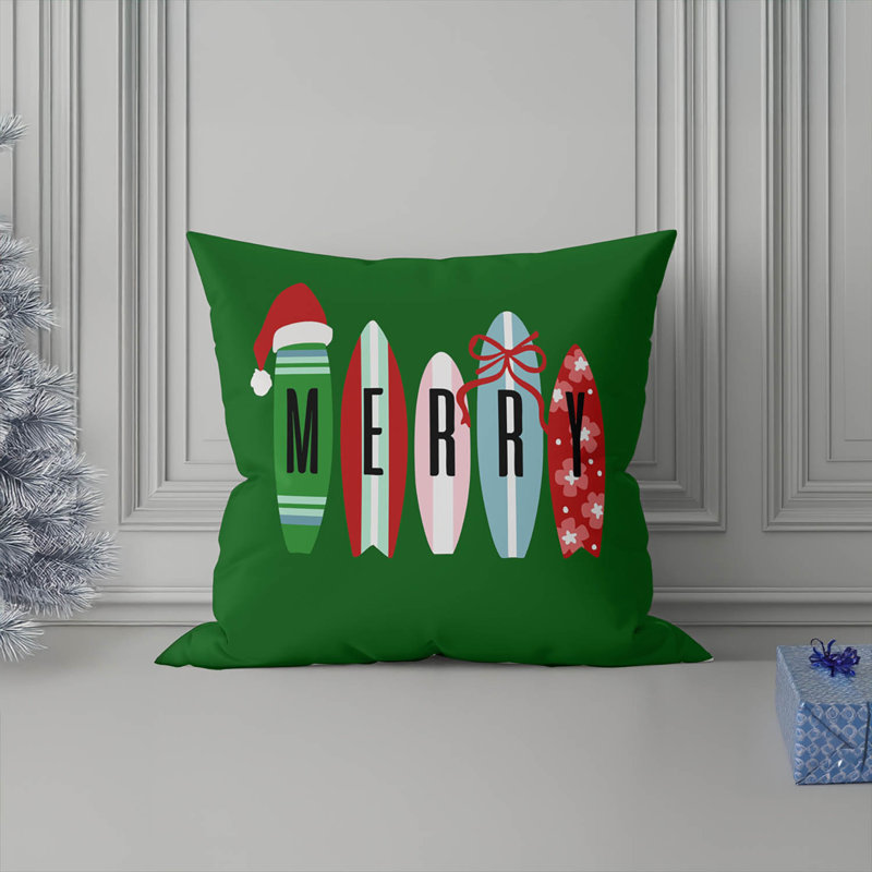 Coussin Merry Surf Holiday, Vert