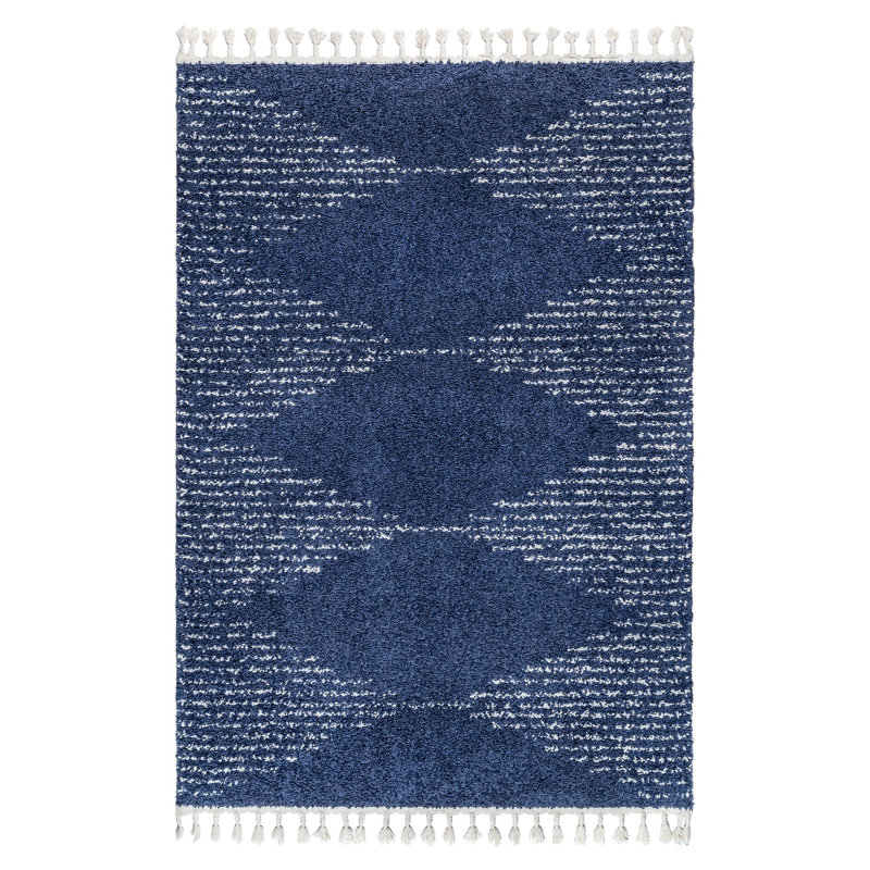 Schill Geometric Jute Blue Area Rug, Runner 2'8" x 8'
