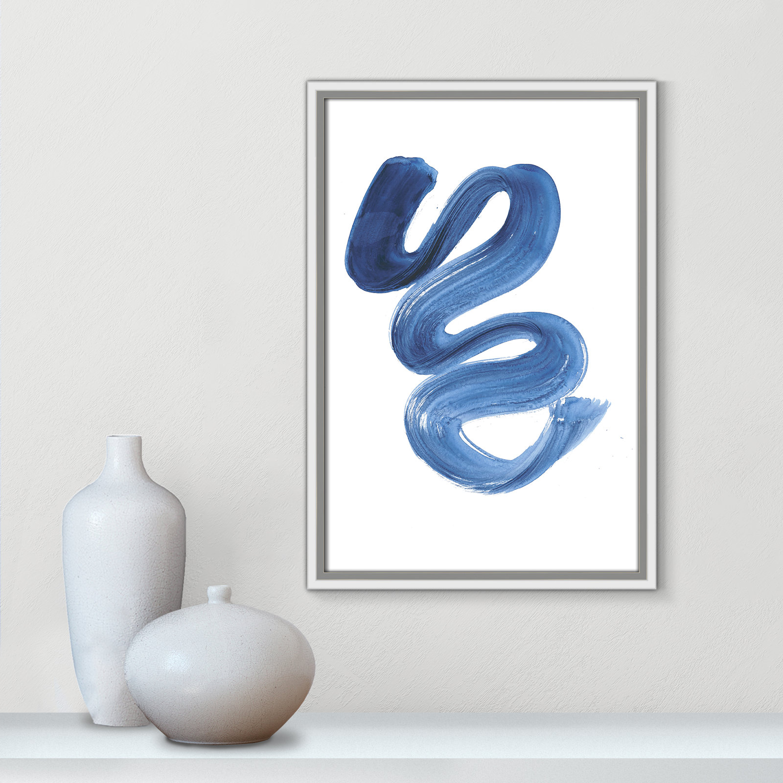 Coppola "Slinky Indigo II" Print by Filippo Ioco, 19.5" H x 13.5" W x 2" D, White Framed Canvas
