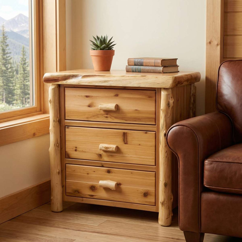 Commode à trois tiroirs Fireside Lodge Cedar 
Ligne Premium, Rétro