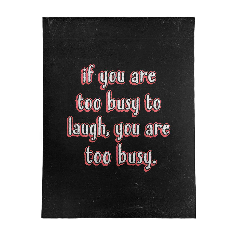 Tapis en chenille de polyester de style tableau noir «Make Time For Laughter», Rectangle 5 pi x 7 pi