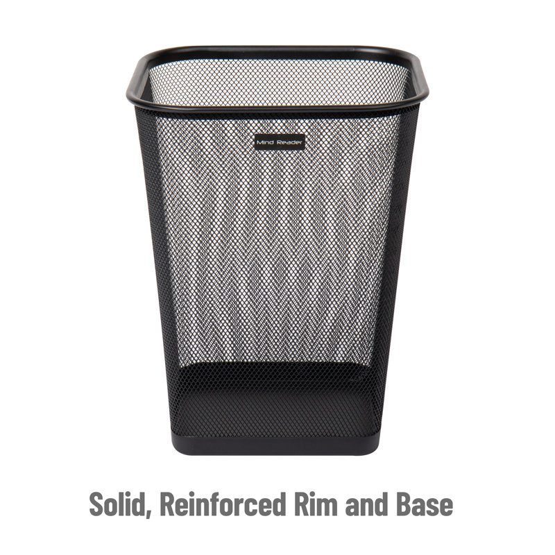 Black Stainless Steel Mesh Office Trash Can Set
