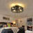 19.60'' Farmhouse Flush Mount Caged Ceiling Fan with Light Kit,6 Speeds,Rustic Low Profile Ceiling Fan with Light and Remote Control,Small Bladeless Ceiling Fans with Lights for Kitchen,Bedroom(4 Bulbs Included)