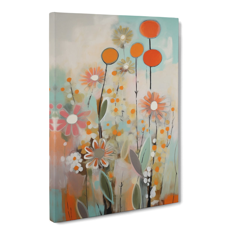 CAN-V0523-1506X Mid Century Modern Flowers Vol.6 - Wrapped Canvas Print, 76cm H x 50cm W x 3cm D