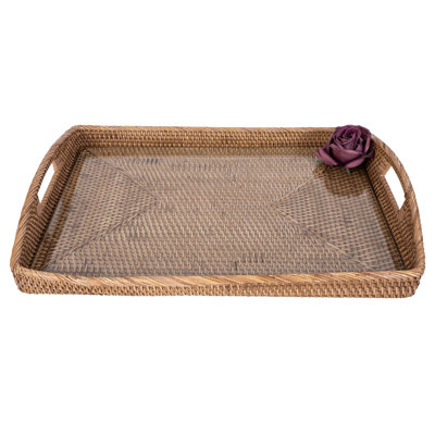 Plateau rectangulaire avec insert en verre