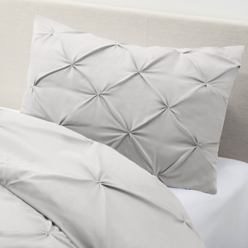 Double Brushed Pleated Duvet Cover Set, Light Lavender, Twin Duvet Cover + 1 Standard Pillowcase