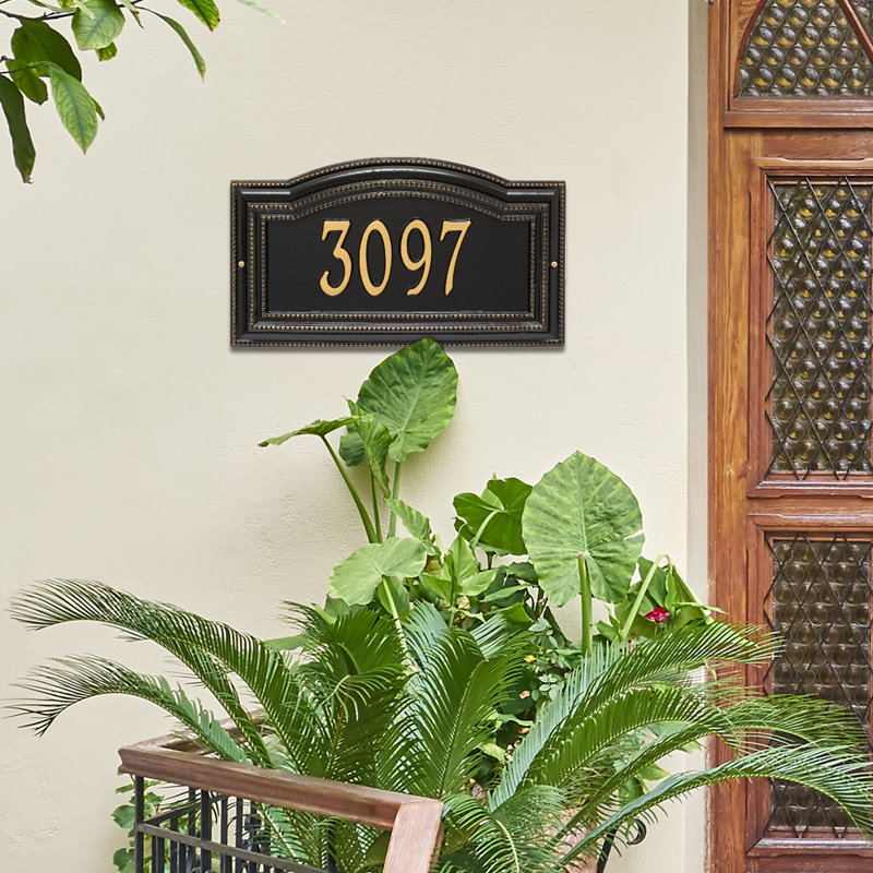 Signature Series 1-Line Wall Address Plaque, Black, Gold, Yes