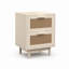 Table d'appoint multifonctionnelle en faux rotin avec 2 tiroirs de rangement, table de chevet polyvalente et table de bout décorative en bois