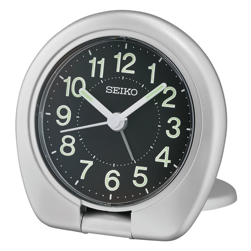 QHT018ALH Travel Clock, Metallic Silver, Metallic Silver