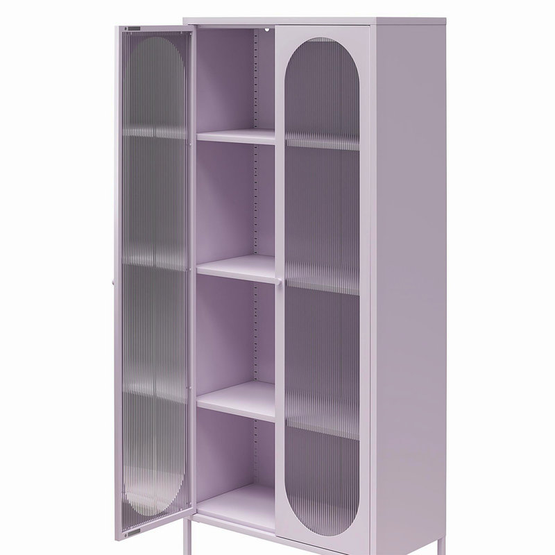 Luna Tall 2-Door Accent Cabinet With Fluted Glass