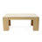 Rectangular Coffee Table with Faux Travertine Top and Oak Frame