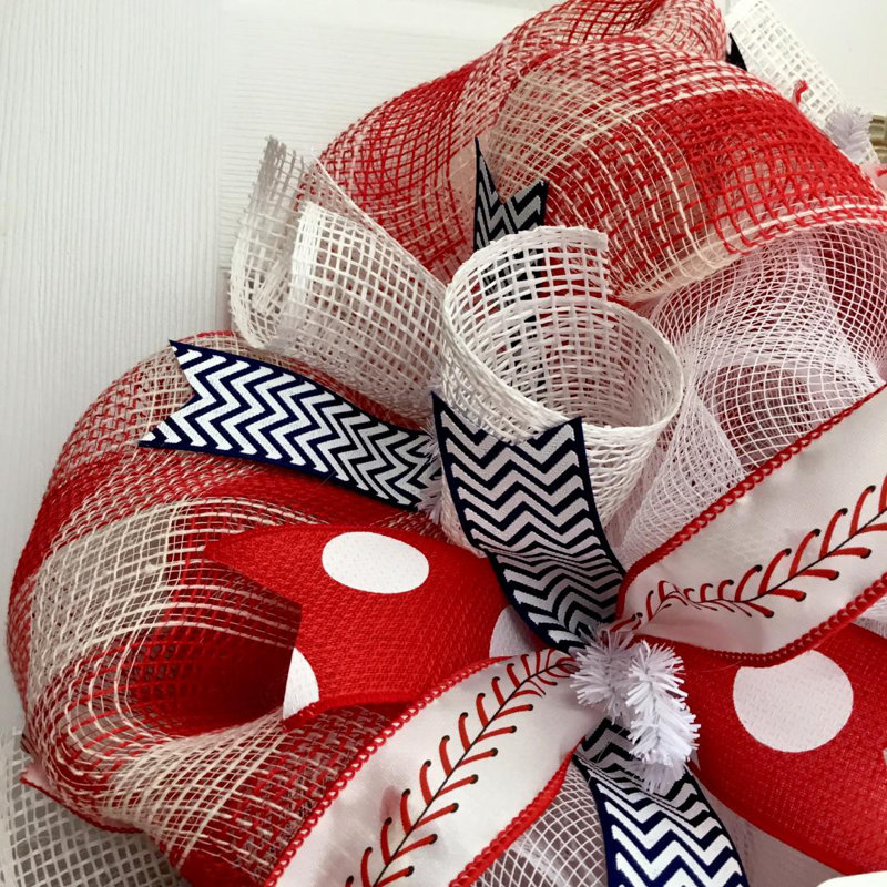 Couronne de baseball en maille intérieure / extérieure faite à la main, Cleveland Indians