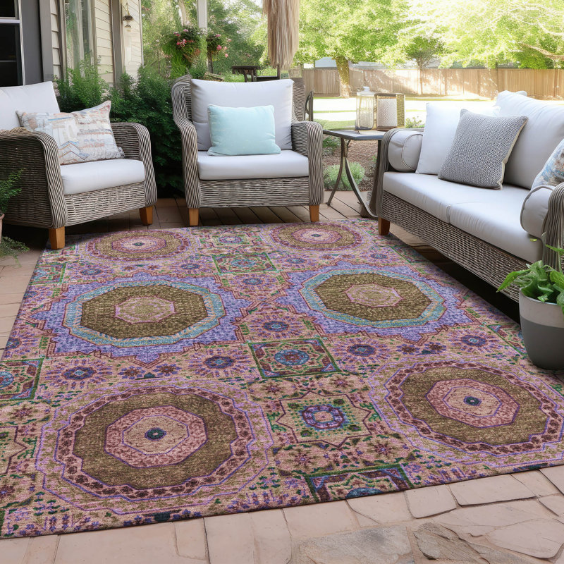 Machine Washable Indoor/Outdoor Xhevrie Pink Rug, Rectangle 9' x 12'