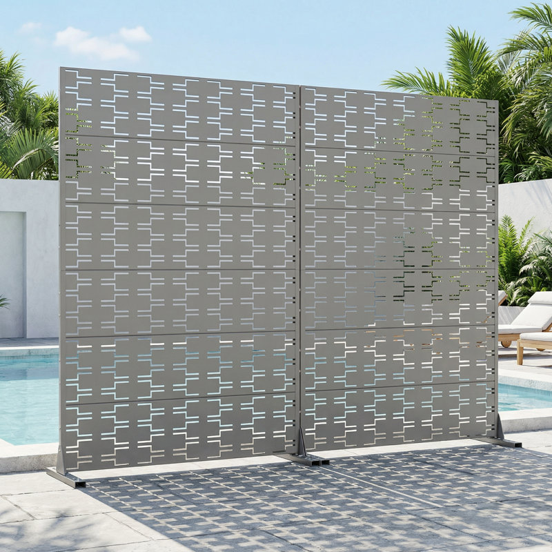 Panneau de clôture en métal pour l'extérieur, 72" H x 47" W x 16" D-2Pcs, Grey