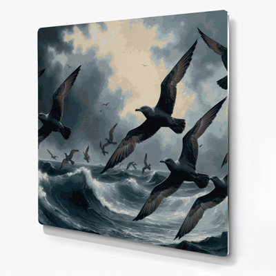 Oiseaux Sooty Shearwater, art mural en métal bleu