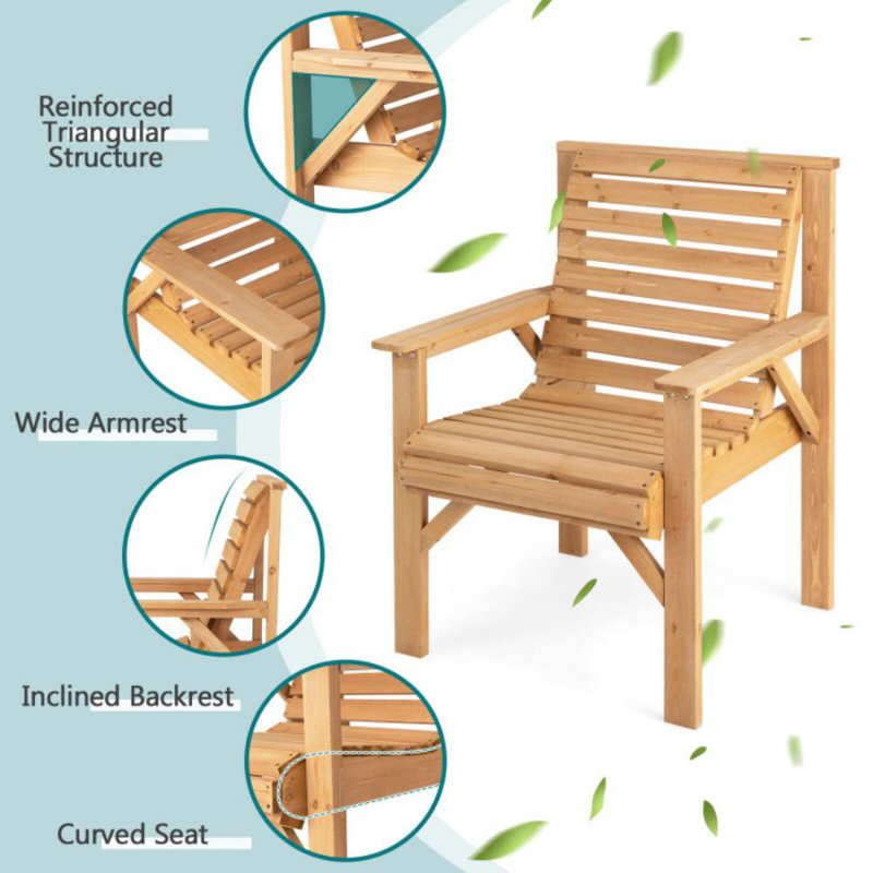 Chaise de patio en bois de sapin Millwood Pines