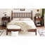 Grand lit plateforme en bois avec tête de lit en forme de gourde, lit plateforme de style rétro avec support à lattes en bois