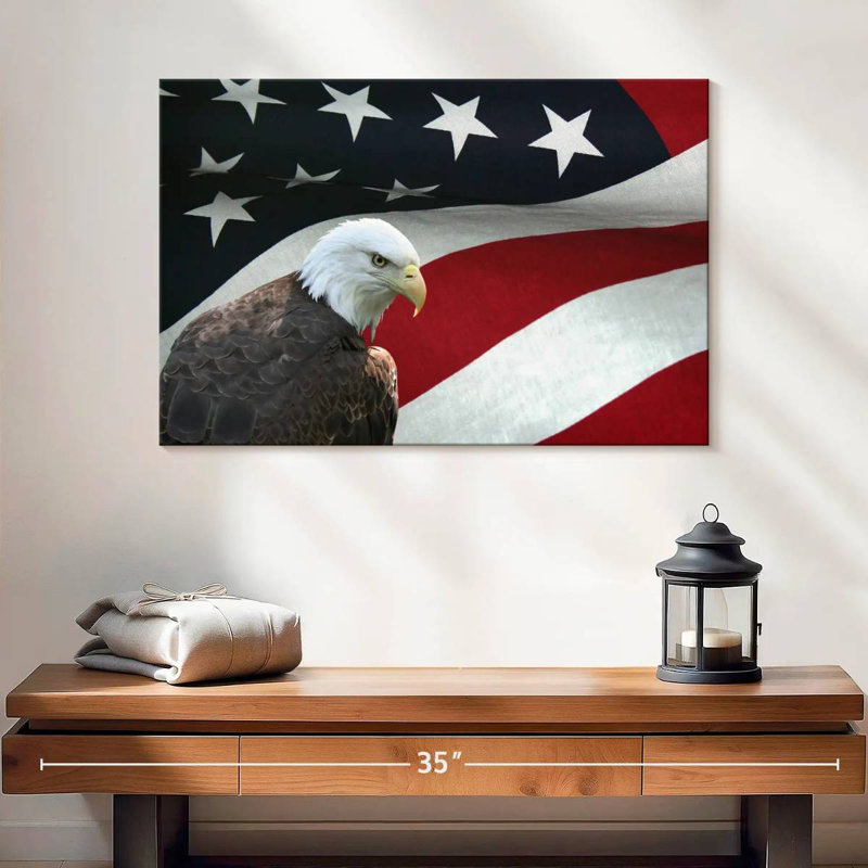 Brampt US Flag And The Bald Eagle, 16" H x 24" W