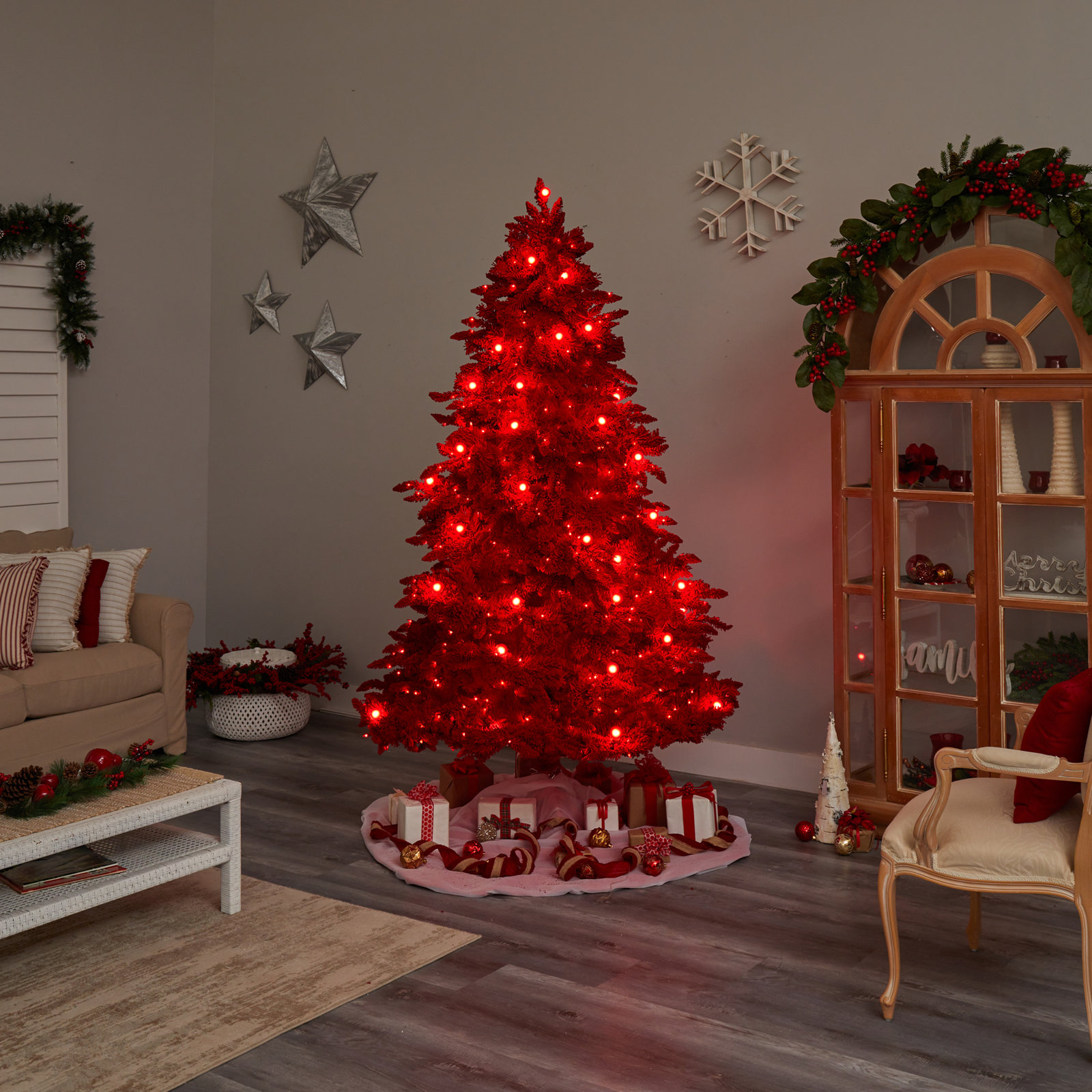 Lighted Artificial Christmas Tree, 8' H