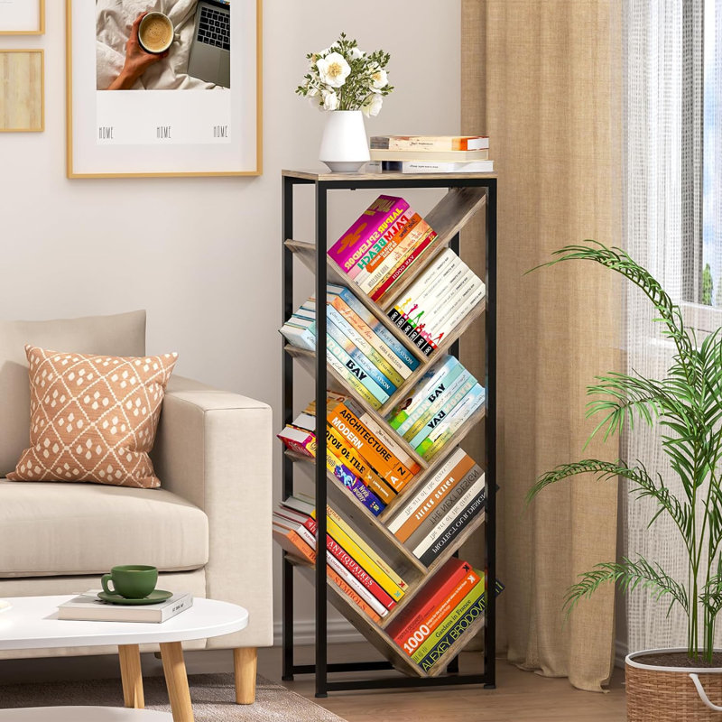 Tree Bookshelf - 9 Tier Floor Standing Tree Bookshelf for CDs/Movies/Books