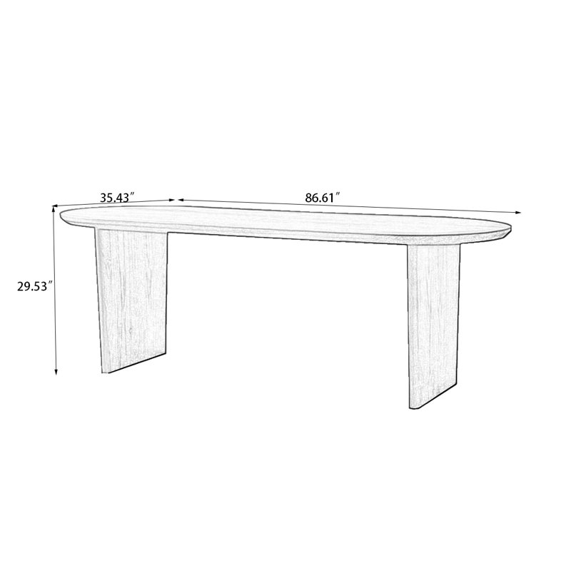 Oval Solid Wood Dining Table, 29.53"H x 86.61"L x 35.43"W, Black