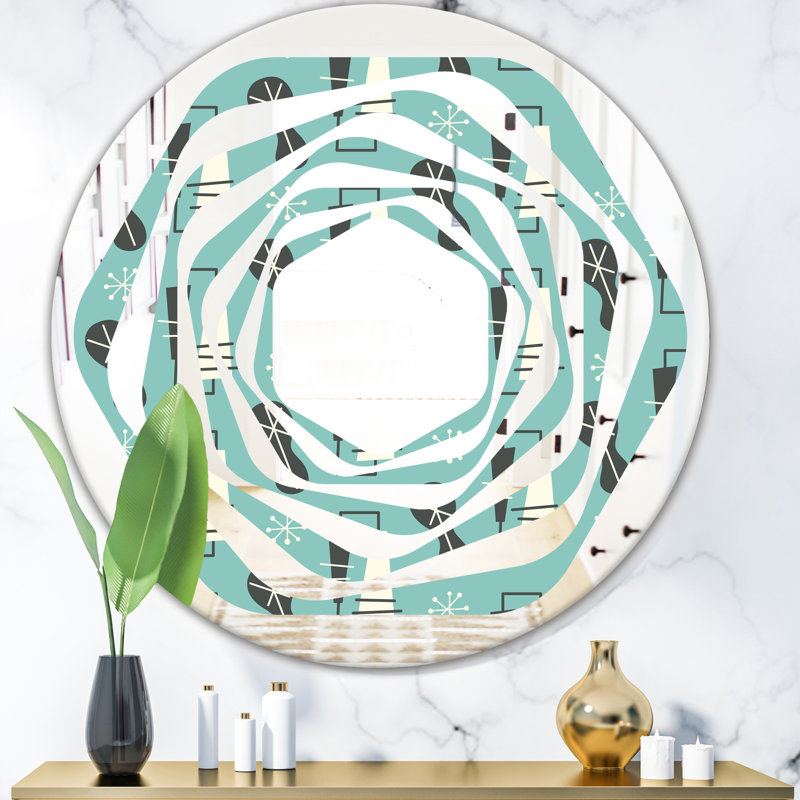 Miroir mural Whirl Coastal, 23,6 po x 23,6 po, 1950 motif II